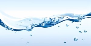青い水の波と泡のイラスト